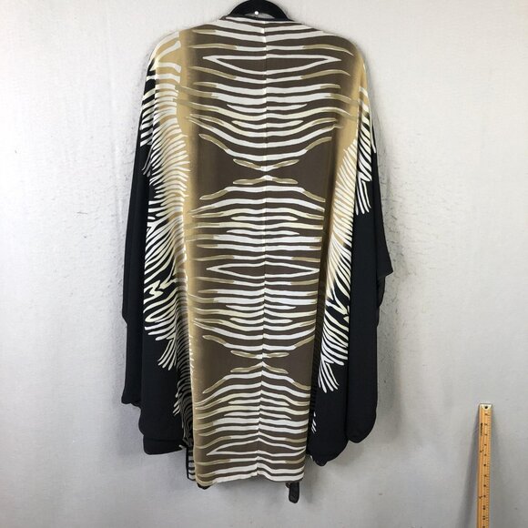 Very Vollbracht Kimono Jacket Womens Missy Black Zebra Sheer Open Front MV50747 - Picture 1 of 16
